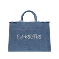 lanvin sac cabas à logo brodé - bleu
