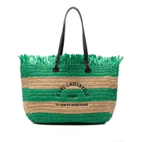 karl lagerfeld sac de plage rayé à design tressé - vert