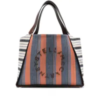 stella mccartney striped cotton tote bag - bleu