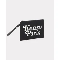 kenzo grande pochette 'kenzo utility' en toile unisexe noir - tu