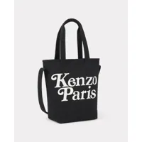 kenzo tote bag/sac cabas 'kenzo utility' en toile unisexe noir - tu
