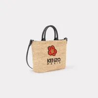 kenzo petit tote bag/sac cabas en raphia 'kenzo beach' femme noir - tu