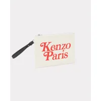 kenzo grande pochette 'kenzo utility' en toile unisexe ecru - tu