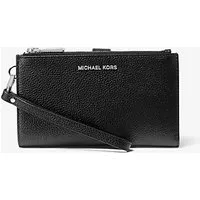 mk portefeuille adele en cuir grainé pour smartphone - noir(noir) - michael kors