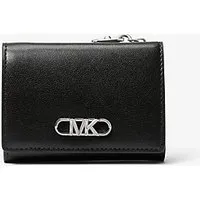 mk portefeuille à trois volets parker de taille moyenne en cuir - noir(noir) - michael kors