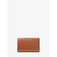 mk portefeuille de taille moyenne en cuir grainé - valise(marron) - michael kors