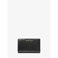 mk portefeuille de taille moyenne en cuir grainé - noir(noir) - michael kors