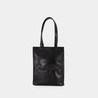 tote bag logo shopper portrait - acne studios - cuir - noir