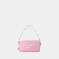 sac hobo baguette - courreges - cuir - candy pink