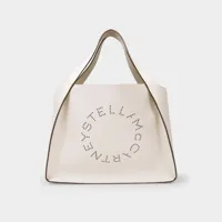 tote bag logo e/w - stella mccartney - cuir vegan - blanc pur