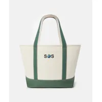 stella mccartney - sos embroidered large tote bag, femme, ivory/green
