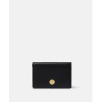 stella mccartney - porte-cartes en alter mat grainé avec rabat et logo, femme, noir