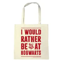 logoshirt tote bag i would rather be at hogwarts rouge