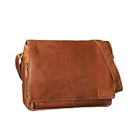 stilord 'rick' vintage sac en bandoulière cuir unisexe design sac pour ordinateurs portables 15.6 pouces laptop serviette en cuir, couleur:cognac marron