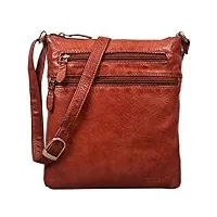 stilord 'juna' vintage sac à main cuir véritable Élégant sac en bandoulière pour femmes documents din a5 et ipad tablette 9,7 pouces, couleur:cognac - used