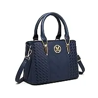 miss lulu sac à main simili cuir femme bandoulière galet avec logo m(bleu)