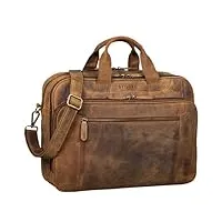 stilord 'nelson' sac d'affaires homme cuir sacoche xl serviette en cuir cartable sac à bandoulière vintage sac d'Épaule, couleur:marron moyen