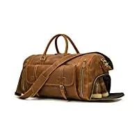 sac de voyage en cuir véritable pour hommes sac de voyage en cuir véritable pour hommes sac à main en cuir de vachette haute capacité vintage (marron clair-58cm)