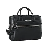 stilord 'dawson' sacoche professionnelle cuir sac à bandoulière vintage serviette xl cartable business sac d'affaires pour ordinateur 15.6 pouces, couleur:noir
