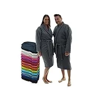 lebengood peignoir unisexe pour femme et homme 100% coton éponge américain 400 g avec ceinture, poches, douche, peignoir doux, serviette (marengo m)