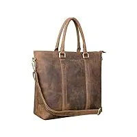 stilord 'jara' grand sac d'affaires en cuir femme sac à main vintage sac à bandoulière porte-documents femmes pour ordinateur portable cuir véritable, couleur:marron moyen
