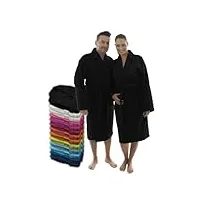 lebengood peignoir unisexe pour femme et homme 100% coton éponge américain 400 g avec ceinture, poches, douche, peignoir doux, serviette (l, noir)