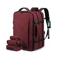 lovevook sac a dos cabine avion 40l grand bagage à main voyage, travail, ordinateur 17 pouces travel backpack homme femme rouge