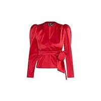 swirly blouse portefeuille, rouge, xs femme