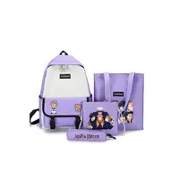 cartables scolaires generique set de 4 pièces sac à dos,sacs à bandoulière,sac de messager,trousse jujutsu kaisen violet