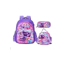 cartables scolaires generique set de 3 pièces sac à dos sac de messager trousse my little pony violet