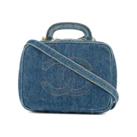 chanel pre-owned sac à main à logo brodé - bleu