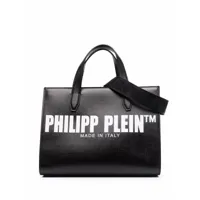 philipp plein sac cabas en cuir à logo imprimé - noir