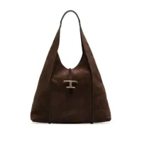 tod's sac cabas timeless à plaque logo - marron