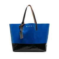 marni sac cabas bicolore à logo - bleu