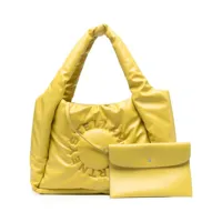 stella mccartney sac cabas matelassé à logo stella - jaune