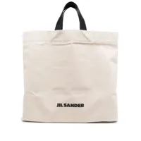 jil sander sac cabas en lin à logo imprimé - tons neutres