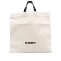 jil sander sac cabas en lin à logo imprimé - blanc
