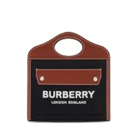 burberry mini sac à main à logo brodé - noir