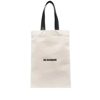 jil sander sac cabas en coton à logo imprimé - blanc