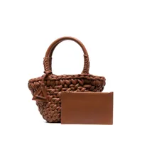 alanui petit sac cabas en cuir à design tressé - marron