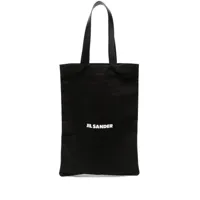 jil sander sac cabas en toile à logo imprimé - noir