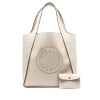 stella mccartney sac cabas stella logo à design carré - tons neutres