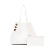 balmain sac cabas emblème en cuir - blanc