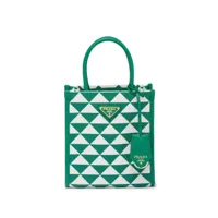 prada sac cabas symbole à plaque logo - vert