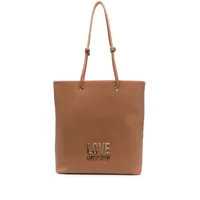 love moschino sac cabas à plaque logo - marron