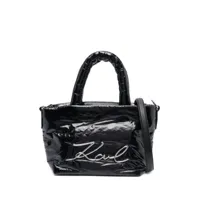 karl lagerfeld sac cabas à plaque logo k/signature - noir