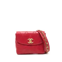 chanel pre-owned sac banane bicolore classic flap (années 1990) - rouge