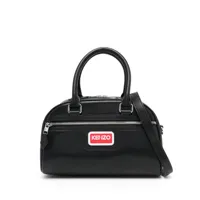 kenzo sac à main zippé à plaque logo - noir