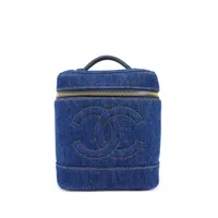 chanel pre-owned sac cabas vanity en jean (1997) - bleu