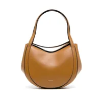 wandler mini sac à main lin en cuir - marron